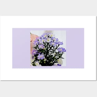 purple daisy flowers(watercolor painting) Posters and Art